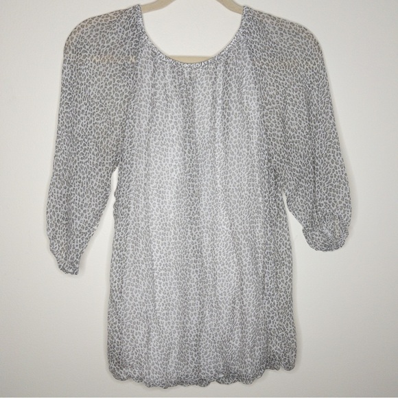 Elena Baldi Animal Print Silk Peasant Made in Italy Blouse - Picture 5 of 6